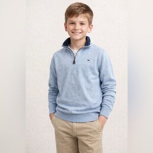 Vineyard Vines Kids Saltwater Pullover 1/4 Zip Sweater - Size Large